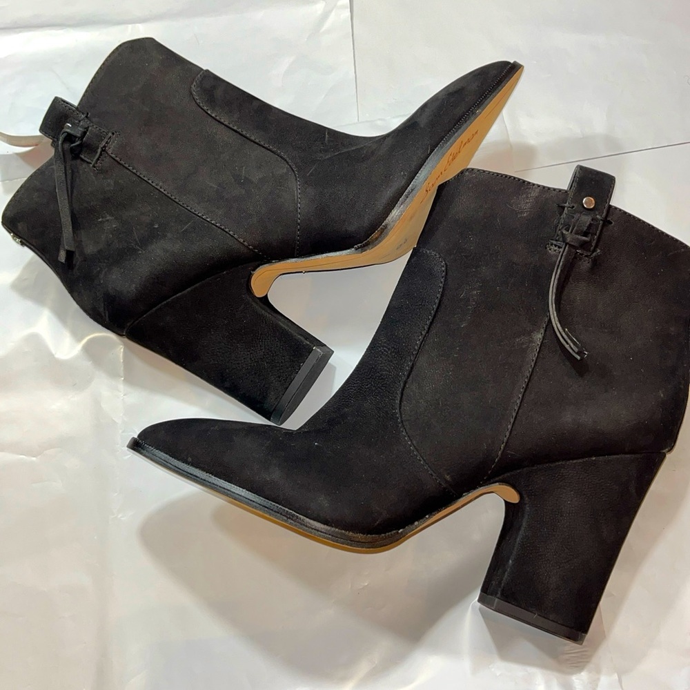 NEW Sam Edelman BOOTS BLACK Niomi Nubuck Western Ankle Booties 4” High Heels 10